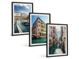 Quadros Decorativos Para Parede Canais De Veneza, Arquitetura Moldura Preta Pinturas De Quarto Espelharte (3 Piezas De 40x60 Cm)