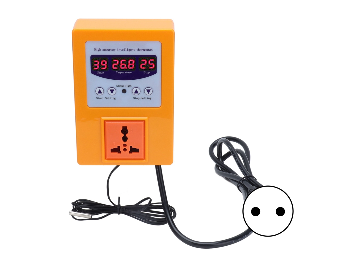 Controlador de Temperatura Termostato Digital com Sensor, AC 110-240V, Laranja S/MARCA