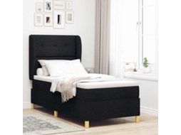 Vidaxl Cama Box Com Cabeceira Manual Preto 190 X 90 Cm Tecido