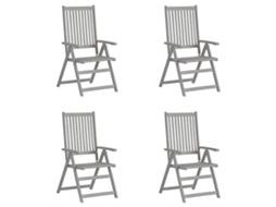 Vidaxl Cadeiras Jardim Reclináveis 4 Pcs Madeira Acácia Maciça Cinza