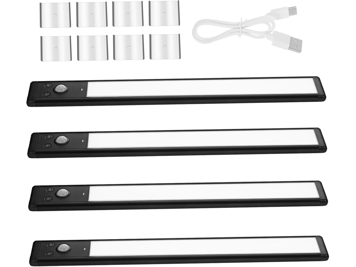 Conjunto de 4 Luzes Noturnas de Led com Sensor de Movimento para Iluminação Sob Móveis. SFUSHOS