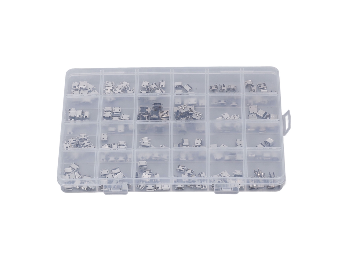 Conjunto de 240 Conectores Usb Micro Fêmea Puerto Socket de Aço Inoxidável Linha Simples