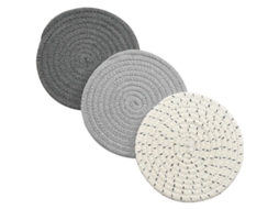 3 protetores de mesa Nova Line algodão resistente ao calor 17,8cm cinza