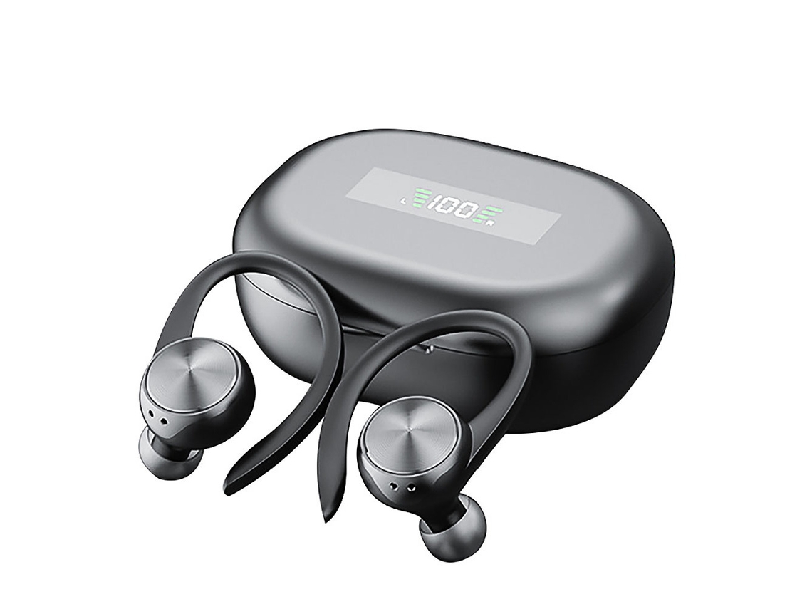 Fone De Ouvido Esportivo Sem Fio Bluetooth Com Visor De Energia - Preto
