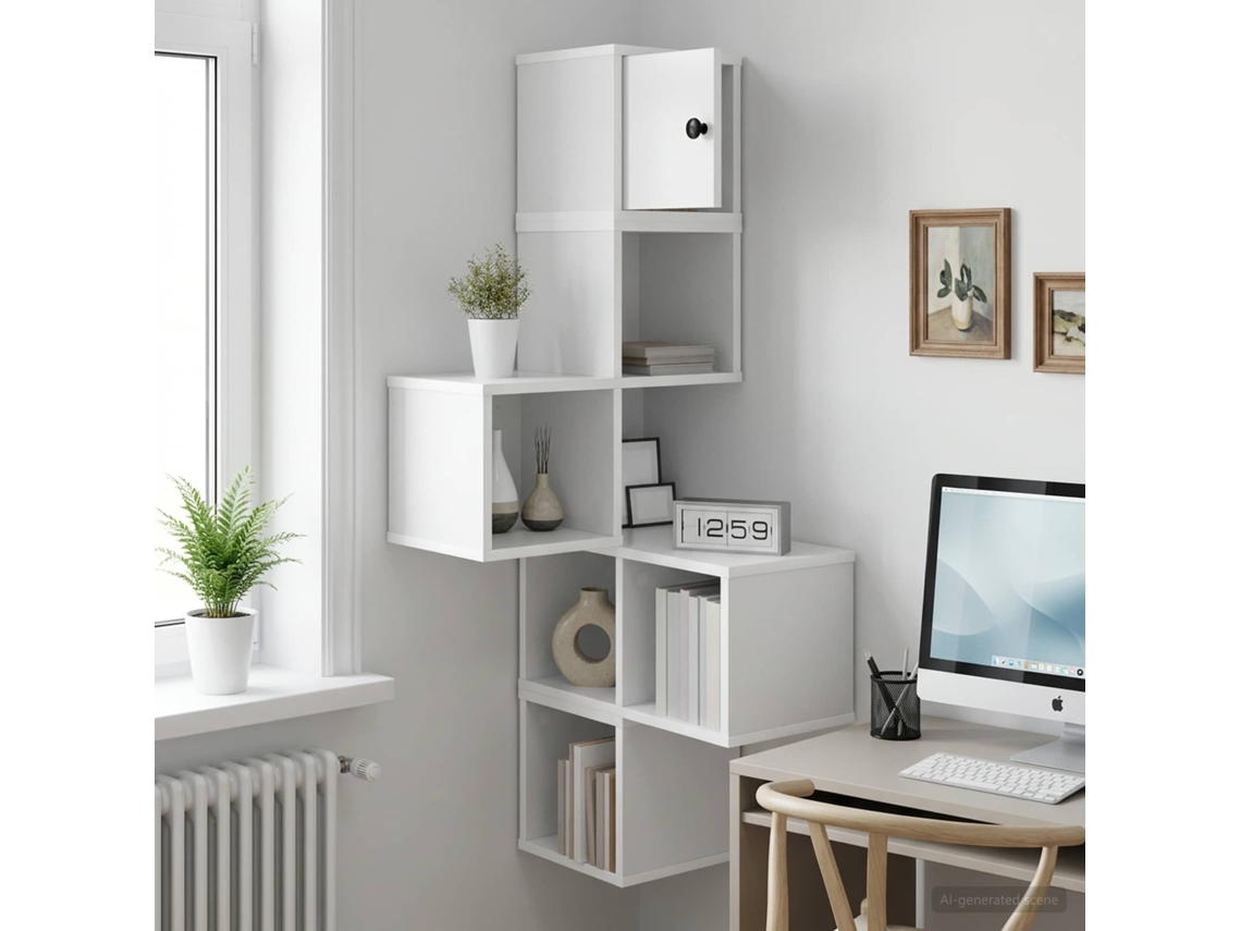 Vidaxl Estante De Canto De Parede Branco 48 X 48 X 120 Cm