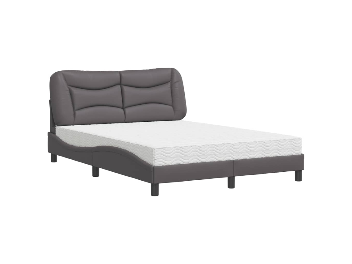 Bed, Beds Vidaxl Cinzeto Couro Artificial (140 X 200 Cm)