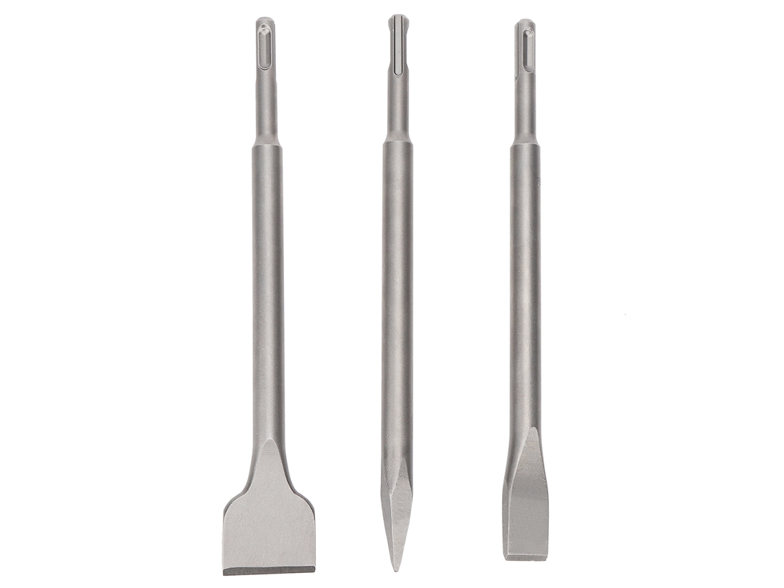 Conjunto 3 Martelos Escavadores Pontiagudo Plano U Formato Aço Liga Perfuração Parede Concreto Tijolo S/MARCA