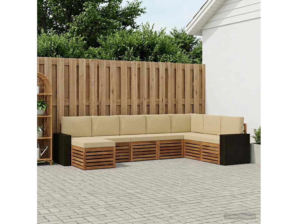 Vidaxl Conjunto De Sofás Para Exterior 8 Unid. Natural E Bege