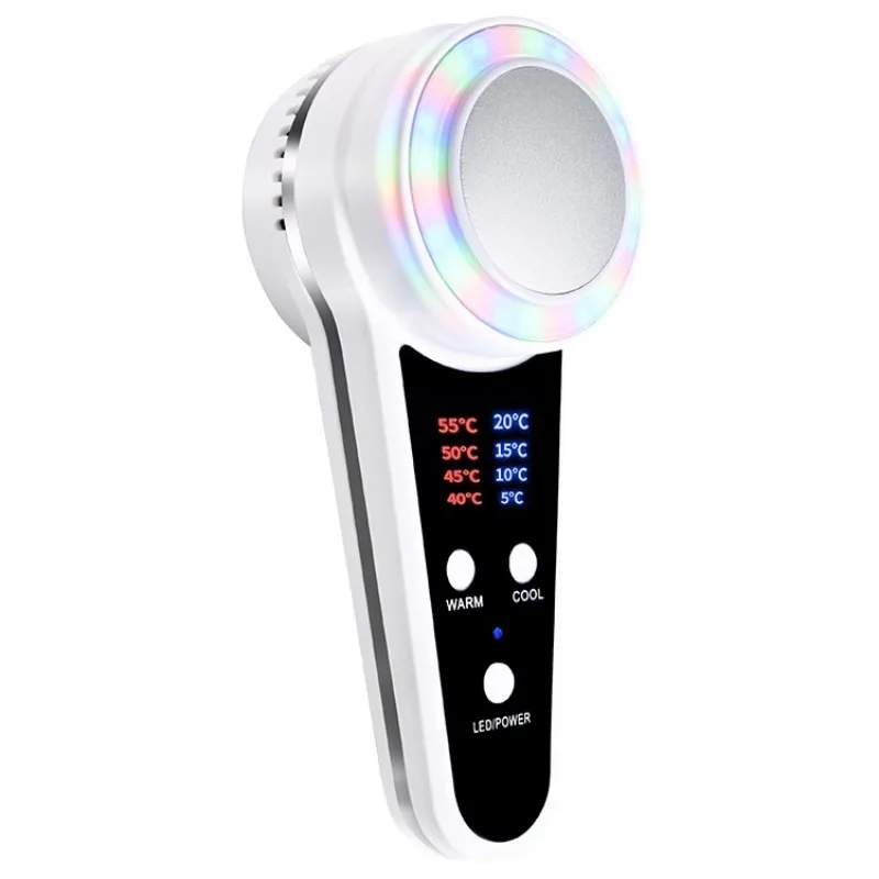 Massageador facial LED (preto) Aparelho de beleza elétrico para cuidados com a pele