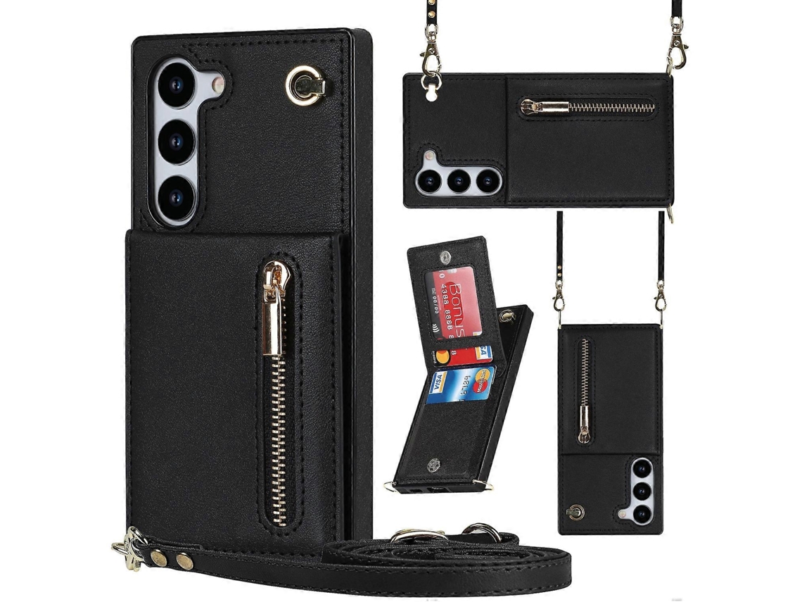 Capa Traseira Quadrada Com Zíper E Formato Transversal Em Tpu+pu Para Samsung Galaxy S23+ 5g