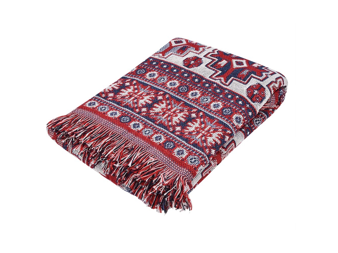 Manta De Sofá Algodão Tricotada Com Barbulhos Decorativos