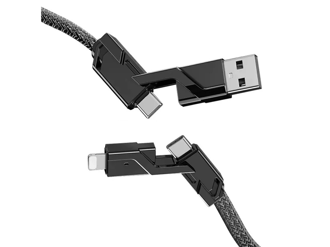Cabo Usb C para Usb C 4 em 1 com Fio Plano de Nylon Entrelaçado AOZORZ