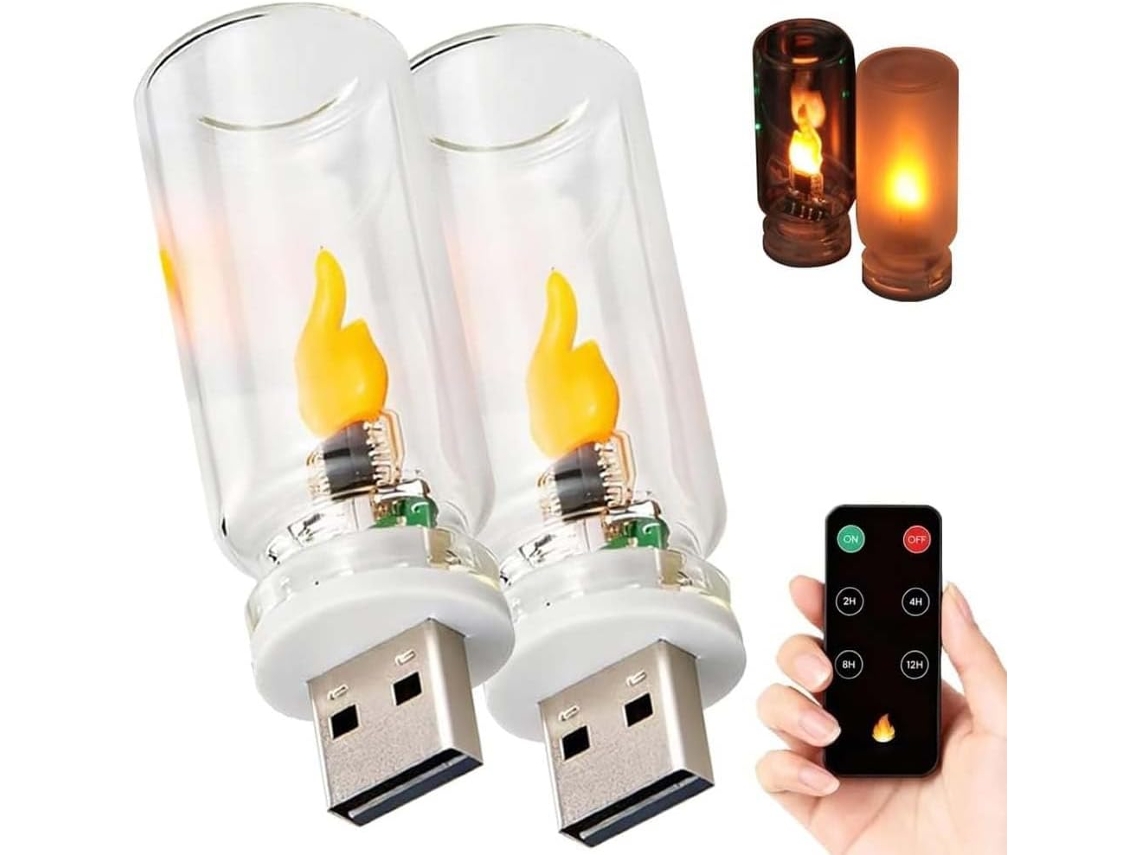 2 Unidades De Luz Ambiente USB Com Efeito Chama, Noturna Dinâmica