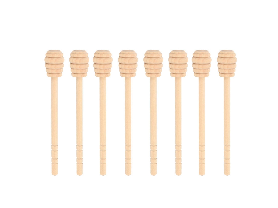 55 Pack 6 Inch Wooden Honey Dipper Sticks Individually Wrapped For Honey Jam Jar
