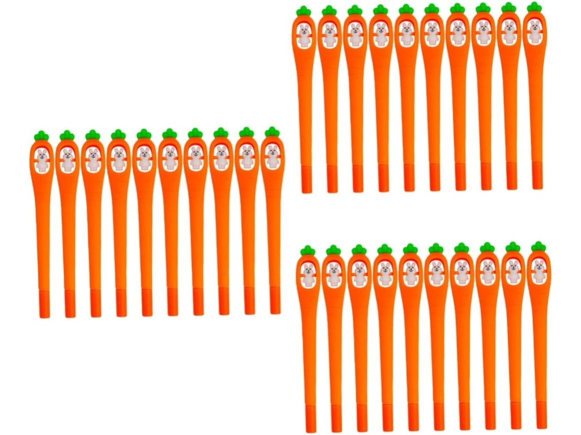 30 Canetas De Gel Em Formato Cenoura Com Desenho Animado, Fofas