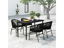 Vidaxl 5 Pcs Conjunto De Jantar Para Jardim Preto