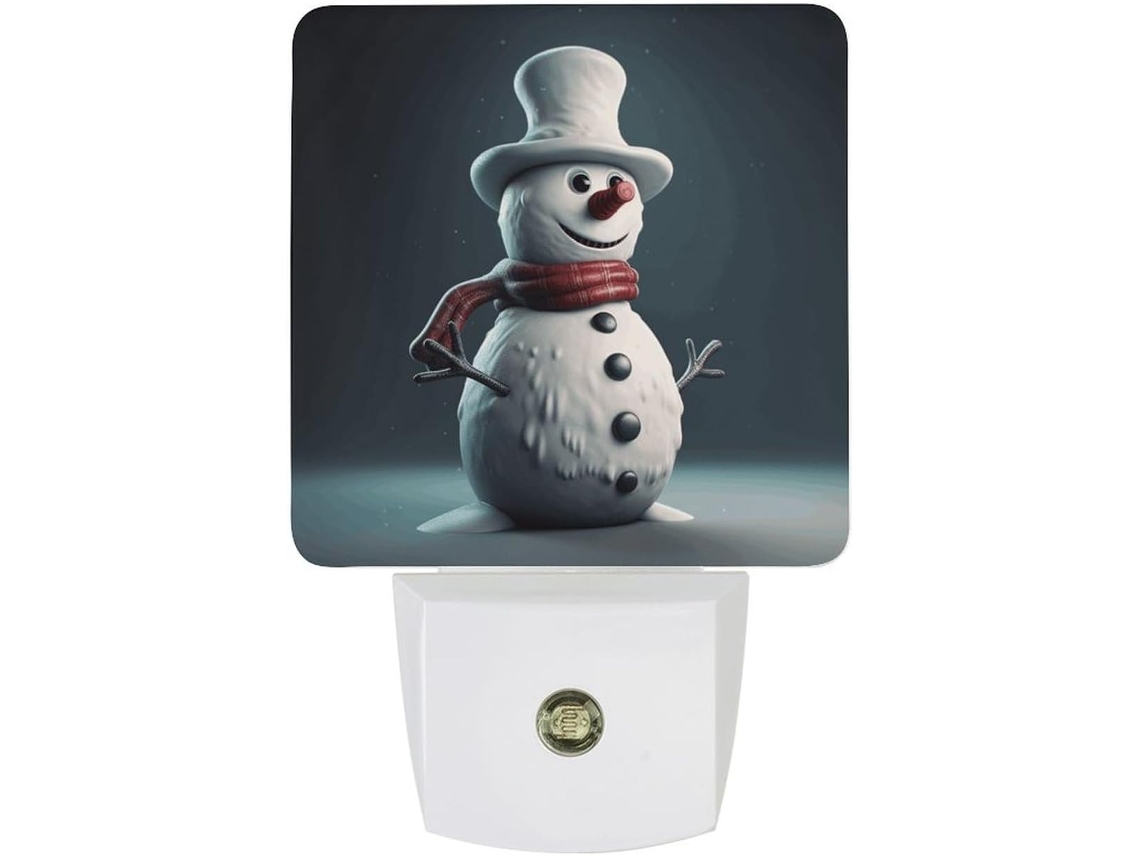 Luminária noturna de LED com sensor de movimento, em formato de figura de neve animada, luz branca suave.