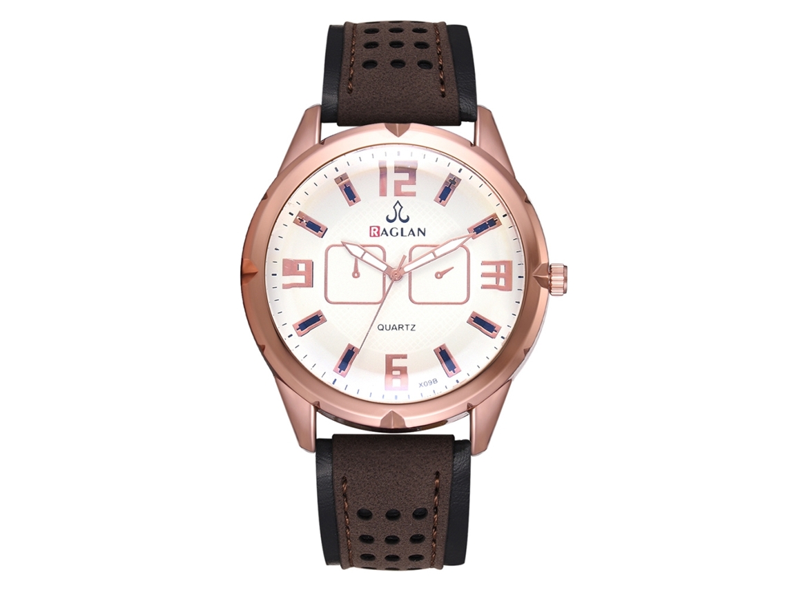 Relógio Masculino de Quartzo com Pulseira de Pu Estilo Business Marrom Escuro