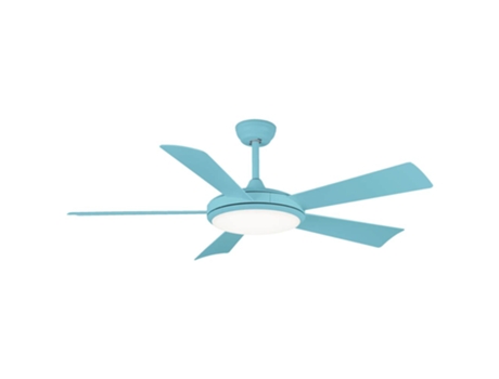 Sulion 072051 Ventilador de tecto LED com 5 pás Diâmetro 132 cm Controlo remoto, Azul claro