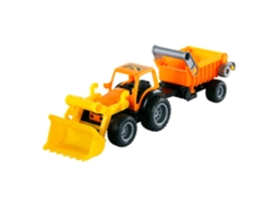 Trator De Brinquedo Cavallino Com Carregadeira Frontal E Reboque De Plástico Cavallino Toys