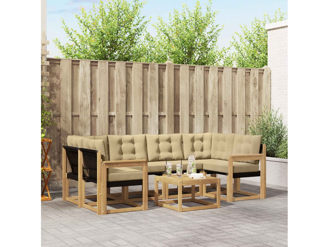 Vidaxl Conjunto De Sofás Para Exterior 7 Unid. Branco E Bege