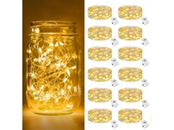 Conjunto de 12 Mini Cordões de Luzes Led a Pilha 2m, 3 Modos Pequenas Luzes Led Decorativas para Ambientes Internos: Festas e Decoração de Natal X001