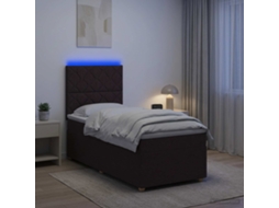 Vidaxl Cama Box Spring Com Colchão Marrom Escuro 100 X 200 Cm Tecido