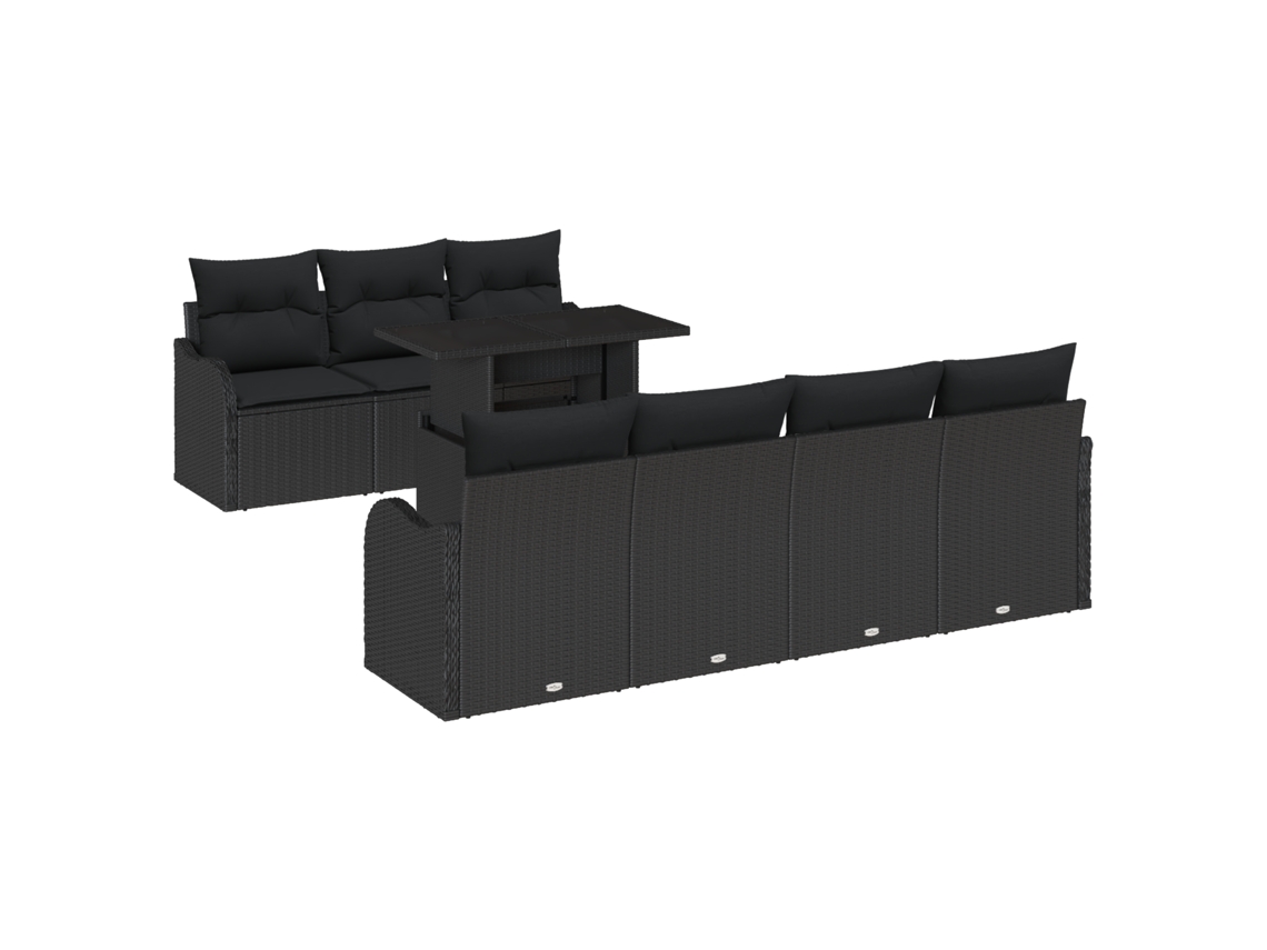 Conjunto 8 Móveis Para Exterior Vidaxl Preto Vime Pe (100 X 55 X 73 Cm)