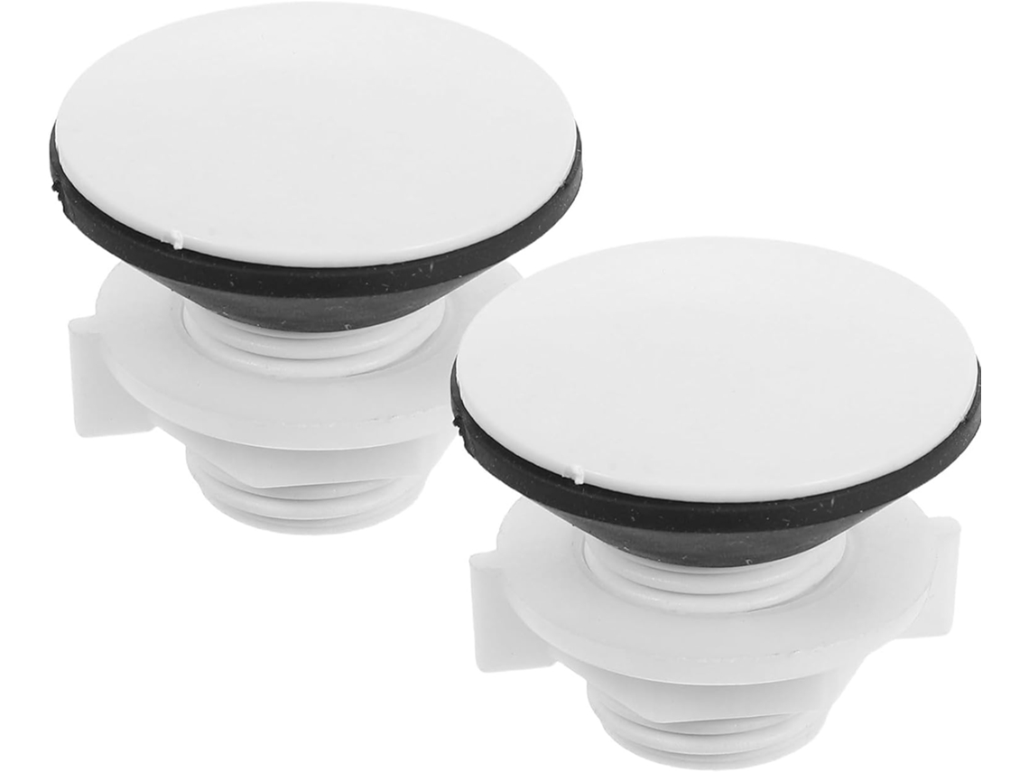 Tampa para caixa anexa de copo higiênico de 2 litros, em plástico branco e impermeável.