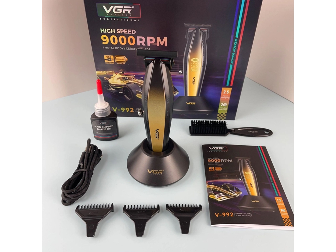 (dourado) Máquina De Cortar Cabelo Elétrica De Alta Velocidade Com Visor Digital E Base