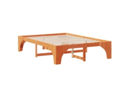 Conjunto 1 Estrutura Da Cama Vidaxl Castanho Madeira De Pinho Maciça (140 X 200 Cm)