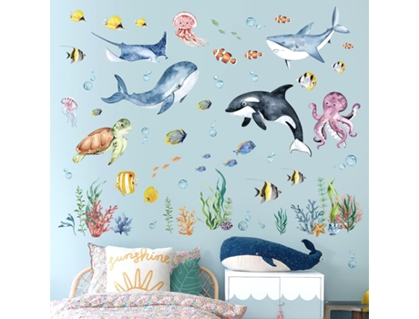 Cena Submarina Golfinhos E Tartarugas Para Decoração Infantil Aiailikill