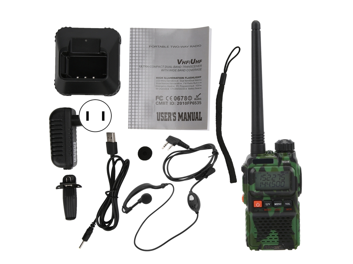 Rádio Comunicador Portátil, 100-240v, Visor Lcd, Plugue Americano, Verde