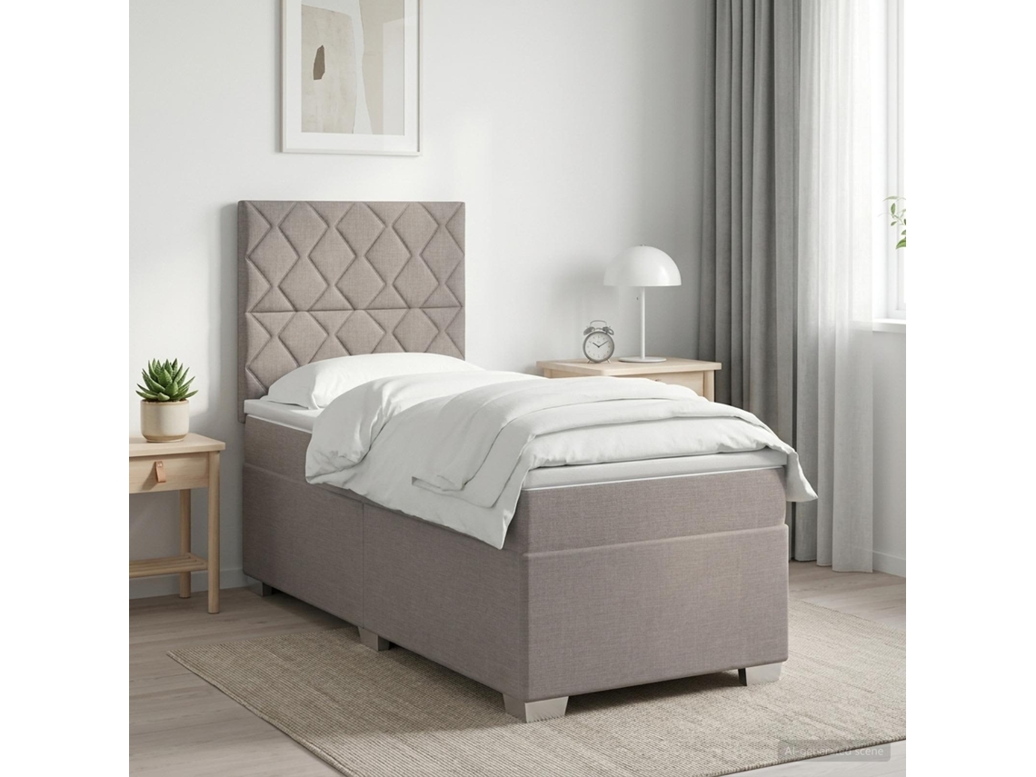 Vidaxl Cama Box Spring Com Colchão Cinzento-acastanhado 80 X 200 Cm