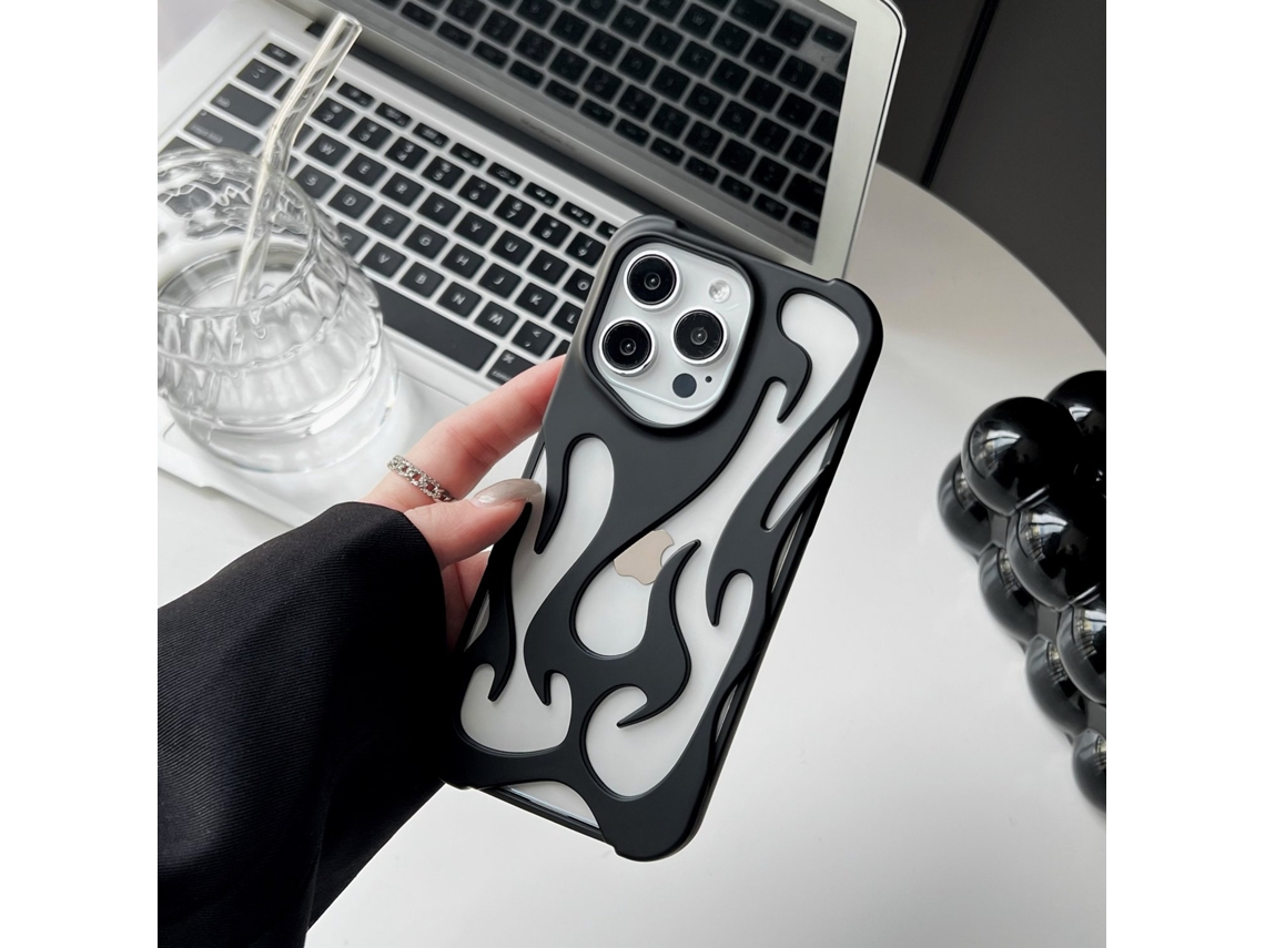 Capa Para Iphone 17 Air Com Padrão De Chama Vazada, Preta Fosca, Com Toque Aveludado E Dissipação De Calor.