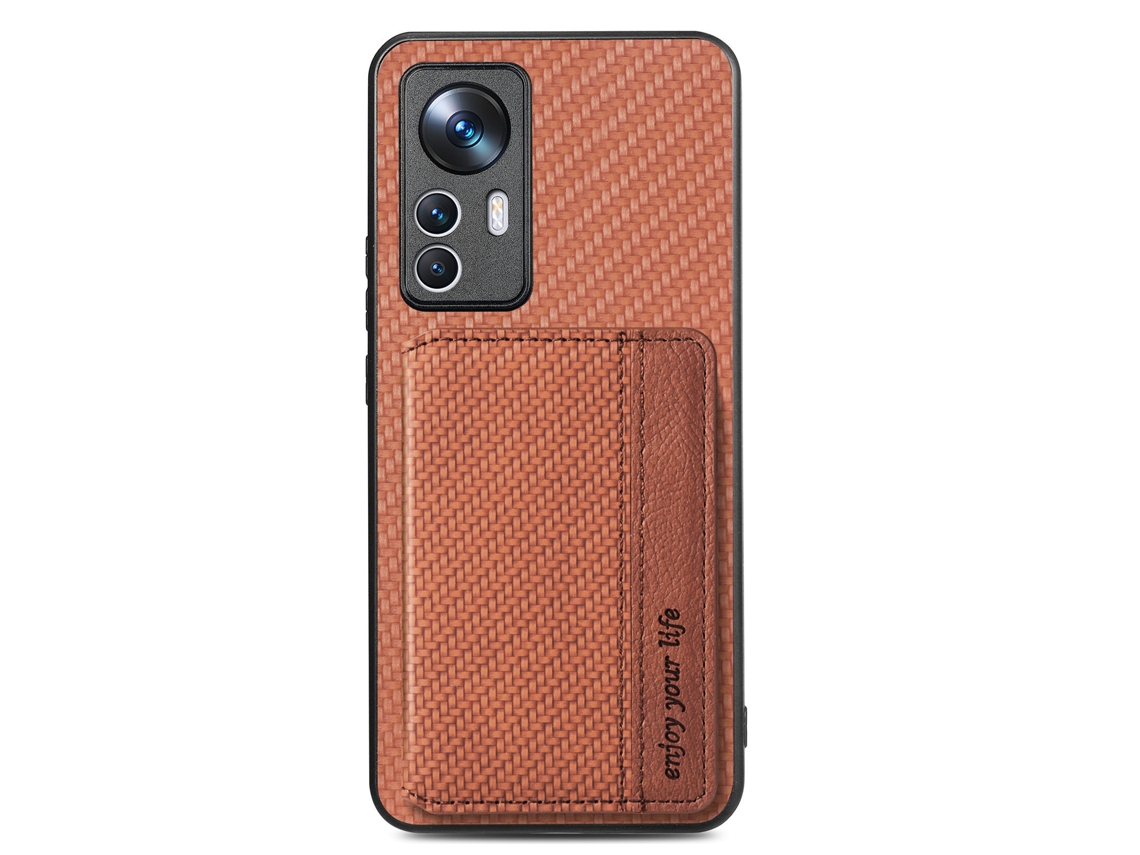 Capa Para Celular Com Suporte Para Cartão E Adesivo Magnético Na Parte Traseira, .marrom, Redmi Note 8t