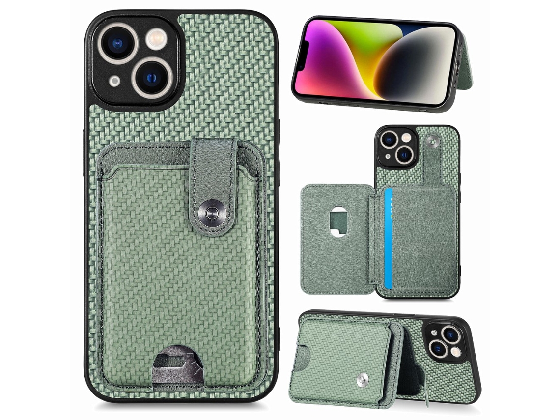Suporte Casa Textura Fibra Para Iphone 15 Verde