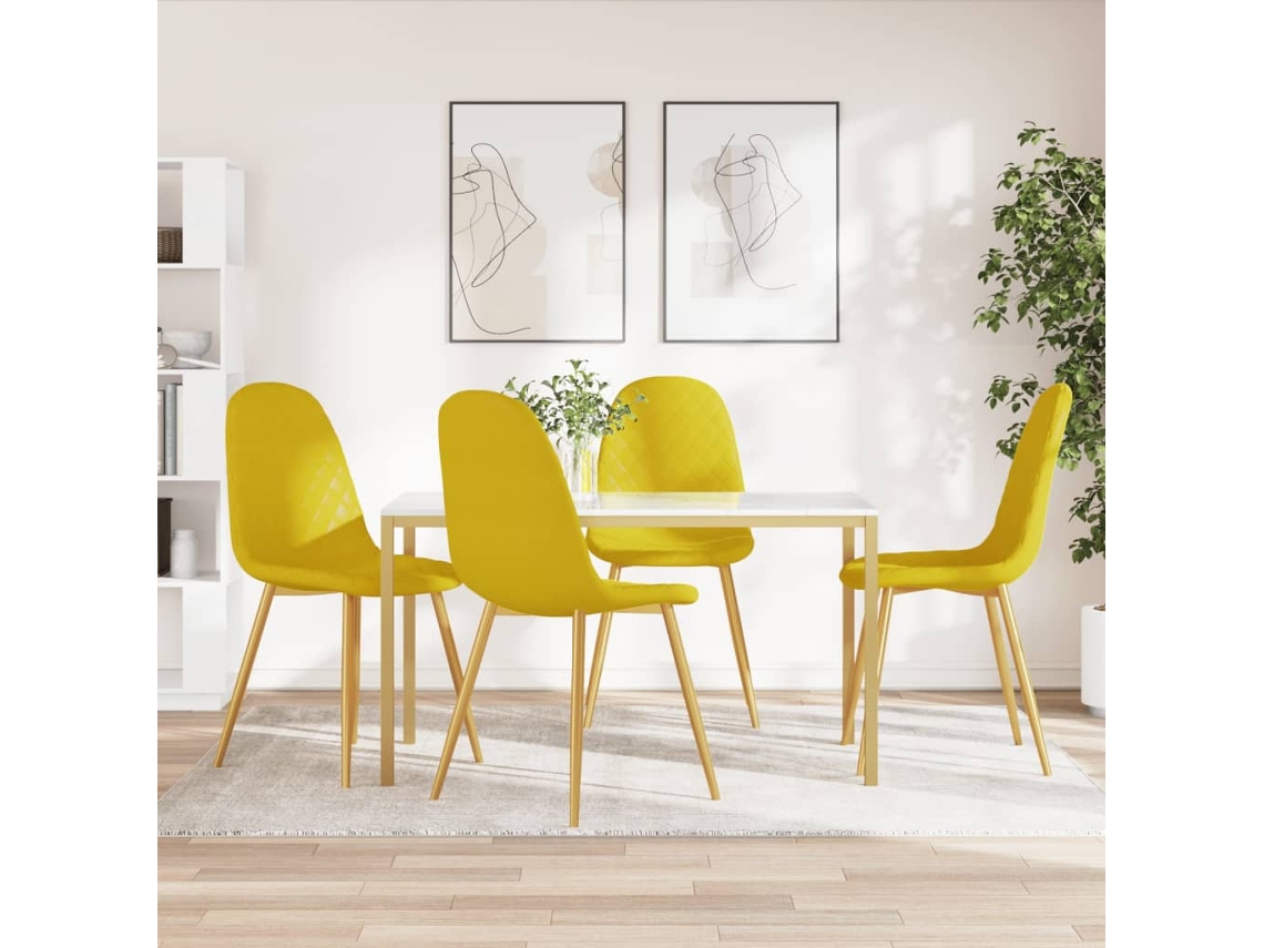 Vidaxl Cadeiras De Jantar 4 Pcs Veludo Amarelo Mostarda