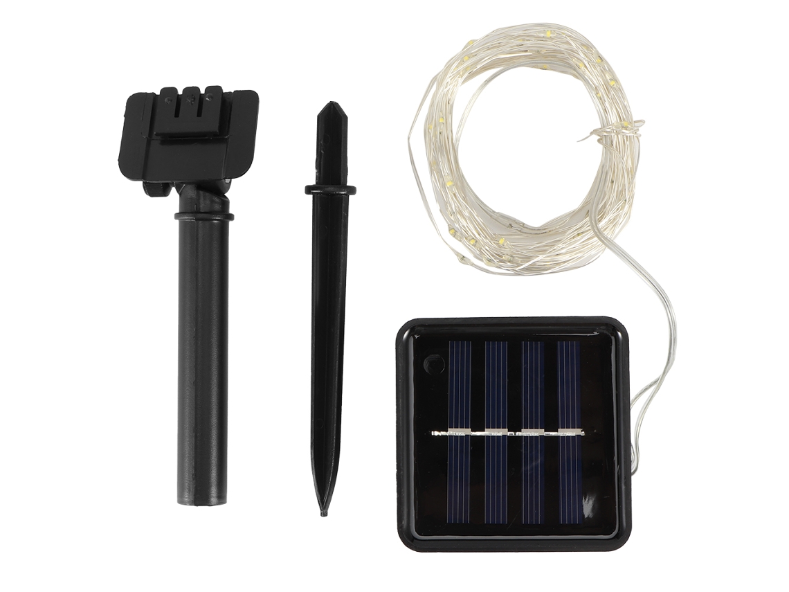Fio de Cobre Solar Led 10m 100 LEDs Luz Quente com 8 Modos IP67 Jardim Festa S/MARCA