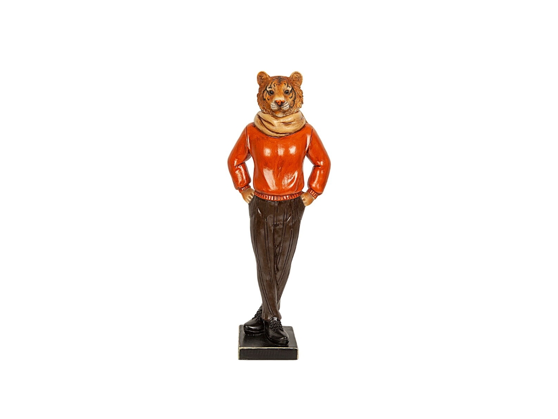Figura Decorativa ROMIMEX Vermelho Resina Tigre 14 x 37 x 10 cm
