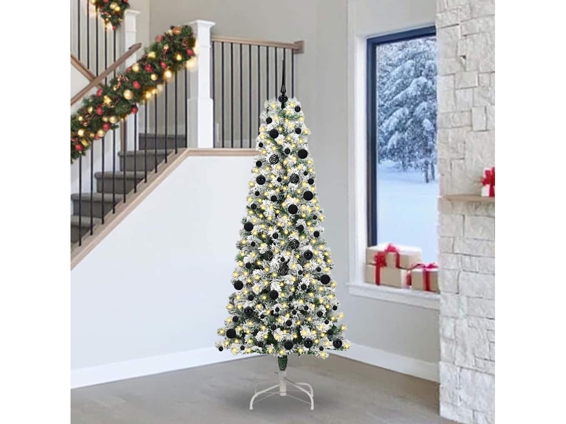 Vidaxl Árvore De Natal Articulada Artificial Verde E Branco 240 Cm