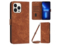 Capa Inch Para Iphone 13 Pro Pele Sintética Castanho