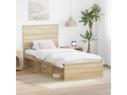 Vidaxl Estrutura Da Cama Com Cabeceira Carvalho Sonoma 90 X 190 Cm