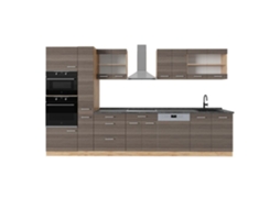 Cozinha completa R-Line, 350cm, PT Antracite, cinza nobre/ Carvalho dourado, Vicco
