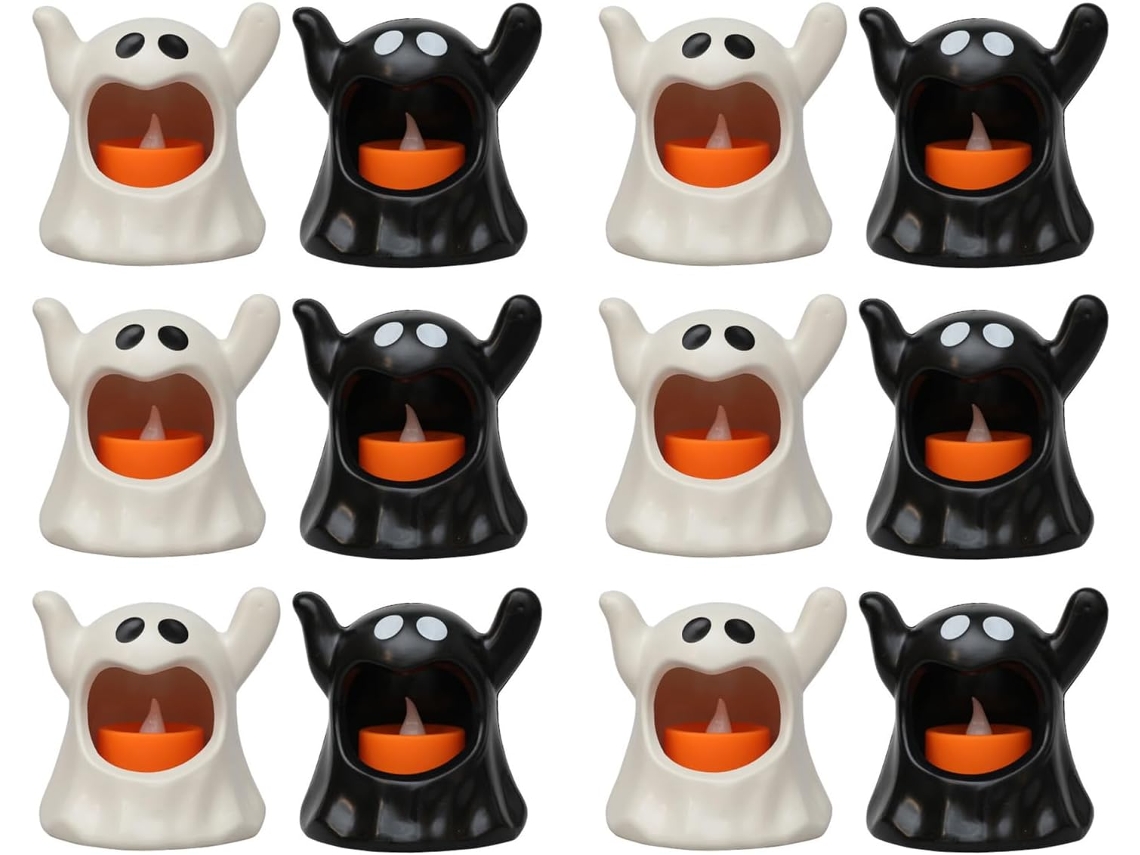 Conjunto De 12 Lindas Luzes De Halloween, Decoração De Festa Com Atmosfera Assustadora, Decoração Delicada