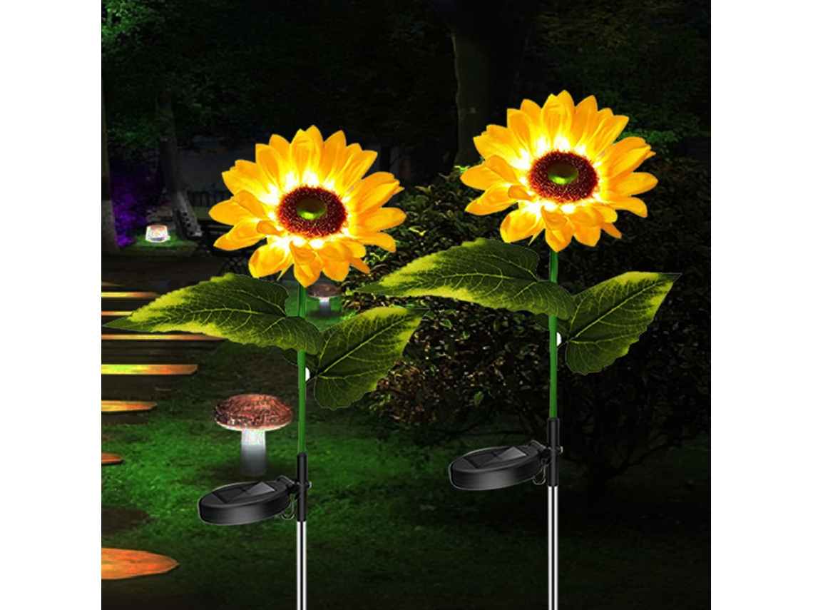 Luzes Solares Led Girassol Jardim 2 Unidades
