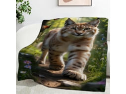 Cobertor Forest Blanket Lynx 100x130 Cm Multifuncional Macio e Aconchegante em Flanela Ideal para Escritório C