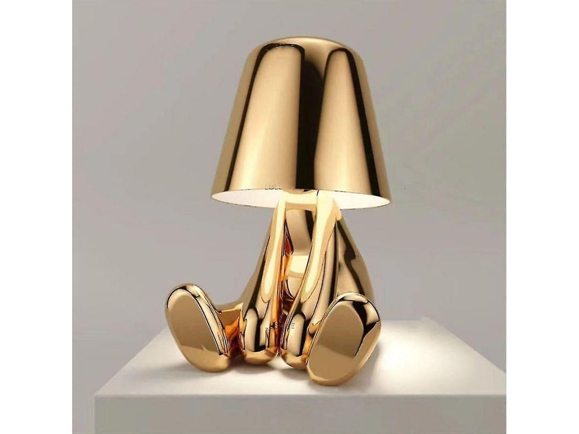 Lâmpada De Mesa Portátil Recarregável Touch Thinker Com 3 Níveis De Brilho E Carregamento Usb, Decoração Moderna Dourada Yo Ouro