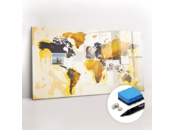 Quadro Magnético Colorido Mapa-múndi Abstrato Para A Cozinha Espelharte (120x60 Cm)
