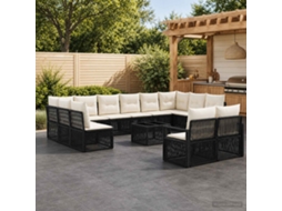 Vidaxl Conjunto De Sofá De Jardim 13 Pcs Preto Vime Pe